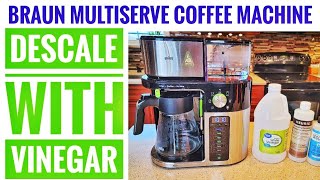 HOW TO DESCALE Braun MlutiServe Coffee Machine With VINEGAR KF9150 [upl. by Ronyar]