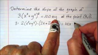 Using implicit differentiation to find slope of tangent line [upl. by Depoliti]