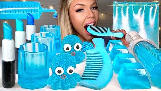 ASMR BLUE DESSERTS EDIBLE COMB GIANT SYRINGE EDIBLE LIPSTICK MUKBANG 먹방 [upl. by Animrelliug]