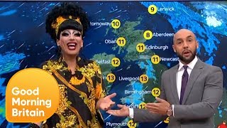 Drag Queen Bianca Del Rio Hijacks the Weather Forecast  Good Morning Britain [upl. by Philippine]