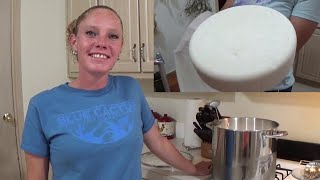 MAKING CHEDDAR CHEESE WITH GOATS MILK [upl. by Leod]