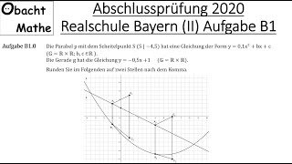 Abschlussprüfung Mathe 2020 Realschule Bayern Gruppe 23 Aufgabe B1 vorgerechnet  ObachtMathe [upl. by Egor294]