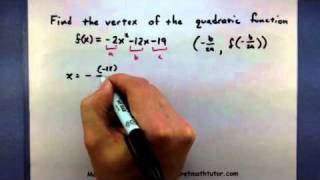 PreCalculus  Find the vertex of a quadratic function using the vertex formula [upl. by Naujahs]