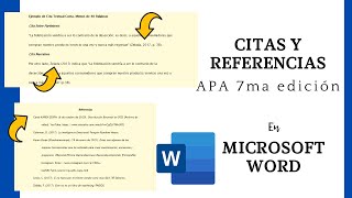 CITAS Y REFERENCIAS con normas APA 7ma edición en MICROSOFT WORD [upl. by Ankney]