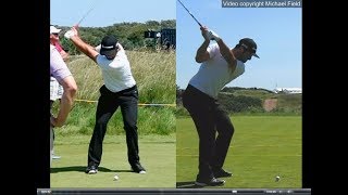 Jon Rahm golf swing  Long Iron faceon amp downtheline July 2017 [upl. by Enened]