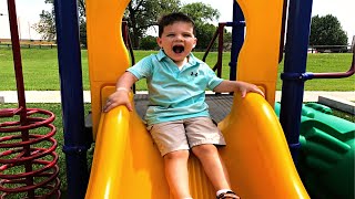 BEST PLAYGROUND PARK EVER Caleb Plays at The Fun Outdoor Playground and Splash Pad for Kids [upl. by Willcox334]