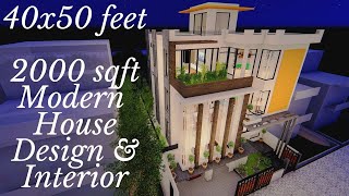 40X50 Feet  2000 Sqft House Design with Interior  ID033 [upl. by Jewell]