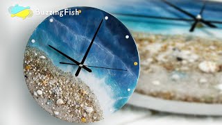 Ocean Clock from Resin  Step by Step Resin Tutorial  Resin Art [upl. by Pollitt]