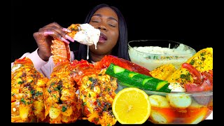 SEAFOOD BOIL MUKBANG LOBSTER TAIL MUKBANG SEAFOOD ALFREDO  CHEESE SAUCE MUKBANG [upl. by Troxell]