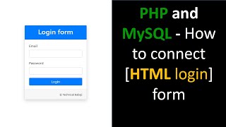 PHP and MySQL How to connect HTML login form to PHP and MySQL Part 2 [upl. by Valonia]