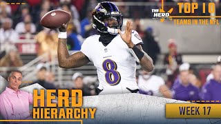 Herd Hierarchy Ravens 49ers sit on top Rams move up in Colins Week 17 rankings  NFL  THE HERD [upl. by Ahon]