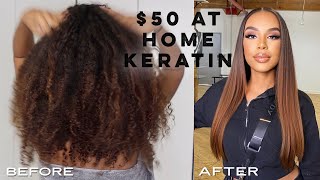 How to Use KERATIN TREATMENT at home to straighten natural hair [upl. by Rickard]