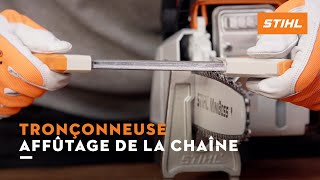 Affûtage de la chaîne  Tronçonneuses STIHL [upl. by Atsira]