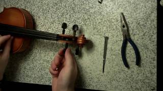 Geared violin peg installation  Knilling Perfection [upl. by Suinotna495]