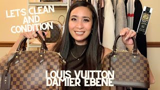 LOUIS VUITTON DAMIER EBENE  CLEANING  CONDITIONING  HOW TO  SPEEDY BANDOULIERE 30  ALMA BB [upl. by Anaujahs122]