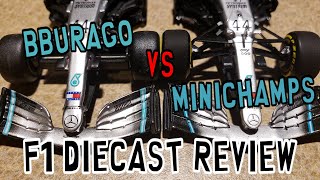 BBurago VS Minichamps Mercedes W10  F1 Diecast Review [upl. by Hillery]