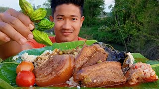 Eating fried pork belly with four king chilli  Naga mukbang  Northeast India [upl. by Secilu433]