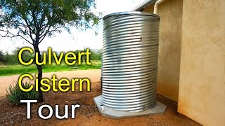 Culvert Cistern Tour  Rainwater Harvesting DIY [upl. by Humph]