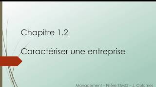 La caractérisation des entreprises 1re STMG  Management [upl. by Sum]