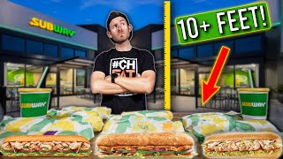 Eating DOUBLE My Height In Subway Foot Longs [upl. by Stanfill]