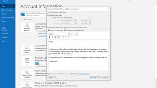 How to set up an out of office automatic reply in Microsoft Outlook for Office 365Exchange [upl. by Refinnaj]