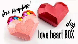 DIY Paper Heart Box Tutorial  Valentines Day  Paper Kawaii [upl. by Ayle]