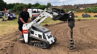 Bobcat MT55 with Augear how to drill a hole pcrsol [upl. by Ok]