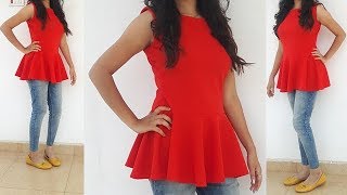 DIY Peplum Top Cutting And Stitching Full Tutorial [upl. by Nauqyaj893]