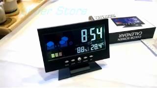 Desktop Clock Calendar LED Colors Screen With Humidity  Temperature amp Alarm [upl. by Gloria991]