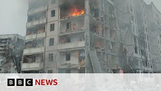 Ukraine war Civilians killed in missile strikes on Kyiv and Kharkiv  BBC News [upl. by Isherwood189]