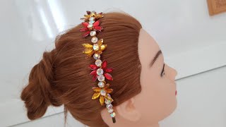 Çiçekli Kristal Taç Yapımı  DIY Floral Crystalheadpiece [upl. by Horatia213]