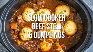 Slow Cooker Beef Stew and Dumplings  Supergolden Bakes [upl. by Conley]