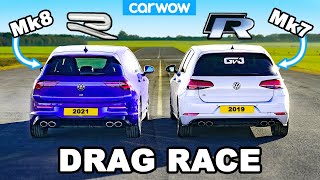 VW Golf R Mk8 v Mk75 DRAG RACE [upl. by Atlee]