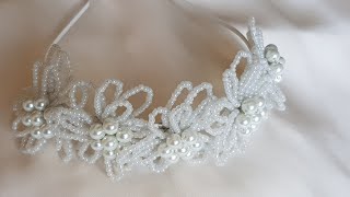 İncili Gelin Tacı Yapımı  DIY Beaded Hairvine [upl. by Eilrebmik]