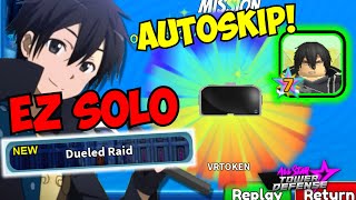 How to EZ Solo Dueled Raid amp Get Kirito 7 Star AUTOSKIP VRTOKEN  All Star Tower Defense Guide [upl. by Bottali]