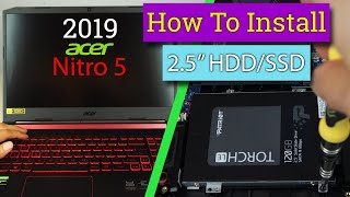 How to Install 25quot HDD or SSD in Acer Nitro 5 Gaming Laptop 2019 ver SATA III Drive [upl. by Antonina237]