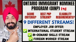 Part 1 Canada PR via Ontario Immigrant Nominee Program OINP  9 Streams Criteria InDemand Jobs [upl. by Hgielac]