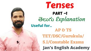 Tenses  Part  1 English Grammar in TeluguTETDSCSIConstable Examsjansenglishacademy [upl. by Zilada]