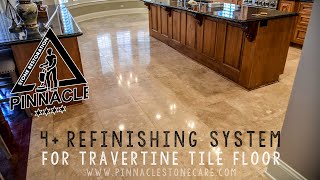 TRAVERTINE TILE FLOOR RESTORATION stripping honing polishing grout cleaning hole filling [upl. by Latif]