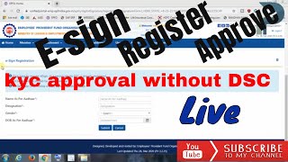 Esign registration and pending kyc approval in EPF without DSC  Hindi  Live [upl. by Aidas746]