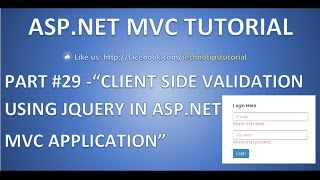 Part 29 Client side validation using JQuery in Aspnet MVC  Easy steps [upl. by Pinsky]