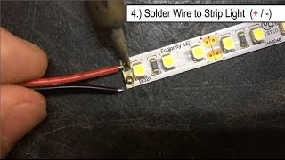 How to Solder Wire to Single Color LED Strip Lights  EcolocityLEDcom [upl. by Mall]