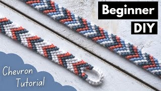 EASY Chevron Tutorial with TEAR DROP LOOP  Friendship Bracelets Beginner DIY [upl. by Haliak286]