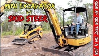 Mini Excavator vs Skid steer [upl. by Aibonez728]