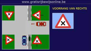 GRATIS RIJBEWIJS ONLINE 20 Rijbewijs B  VOORRANG VAN RECHTS [upl. by Jerrilyn]