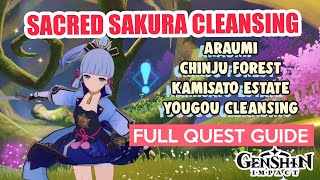 Sacred Sakura Cleansing Ritual Araumi Chinju Forest Kamisato FULL QUEST GUIDE  Genshin Impact [upl. by Solly]