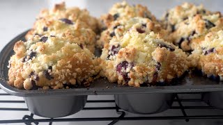 Easy Blueberry Muffins with Streusel Topping  Chichabon [upl. by Aihsetel]