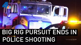 Stolen Big Rig Pursuit Ends in Deadly Police Shooting in Fontana  NBCLA [upl. by Platt]