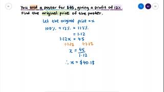 HOW TO FIND THE ORIGINAL AMOUNT AFTER A PERCENTAGE INCREASEDECREASE [upl. by Savory]