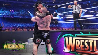 Brock Lesnar brutalizes Roman Reigns in a shocking display of force WrestleMania 34 WWE Network [upl. by Tice]